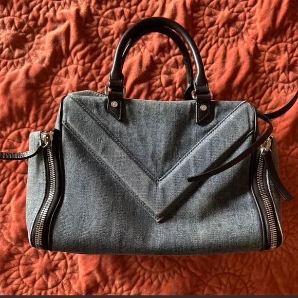 Diesel Blue Floral Embroidered Satchel - Picture 2 of 6